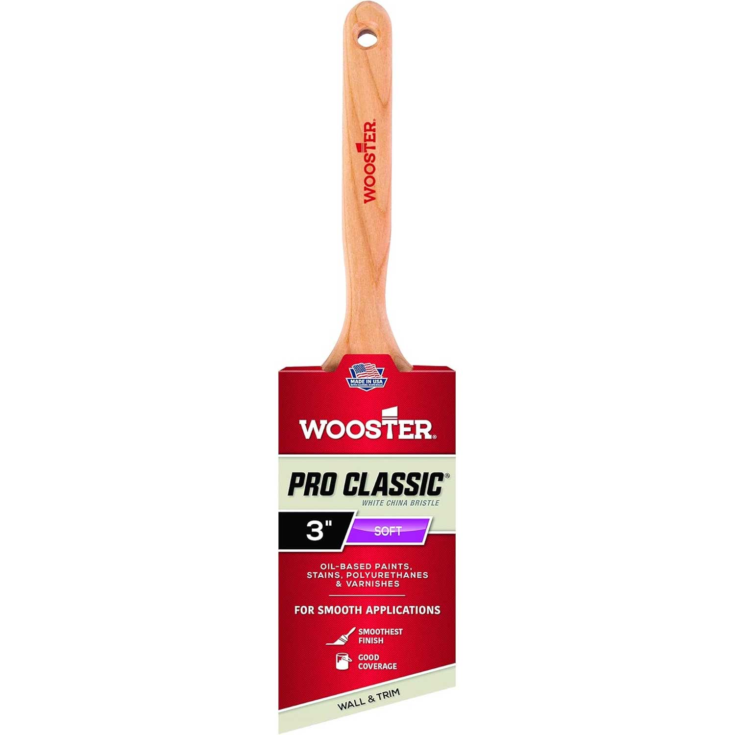 Wooster Brush Z1222-3 White Majestic Angle Sash Paintbrush, 3-Inch